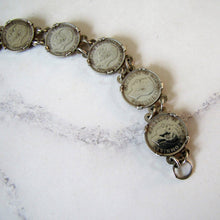 Load image into Gallery viewer, Vintage British 1930s 'Thrup'nny Bit' Silver Coin Bracelet