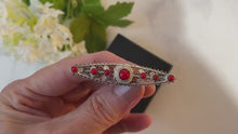Carica e avvia il video nel visualizzatore di galleria, Antique Red Coral & Silver Bar Brooch