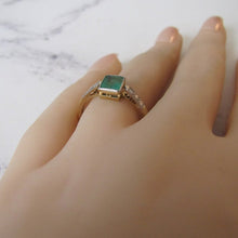 Charger l'image dans la galerie, Art Deco Emerald & Diamond Engagement Ring