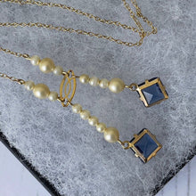 Charger l'image dans la galerie, Edwardian 9ct Gold, Pearl & Sapphire Negligee Necklace