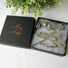 Charger l'image dans la galerie, Antique Silver Albertina with Charms, Fob, T-Bar & Dog Clip - MercyMadge