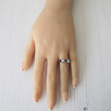 Charger l'image dans la galerie, Edwardian Revival 14ct Gold CZ Diamond & Sapphire Eternity Ring - MercyMadge