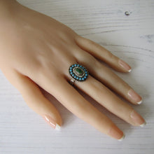 Cargar imagen en el visor de la galería, Antique Austro Hungarian Turquoise & Pearl Ring - MercyMadge