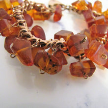 Cargar imagen en el visor de la galería, Victorian 9ct Rose Gold Amber Charm Bracelet With Heart Padlock Clasp - MercyMadge