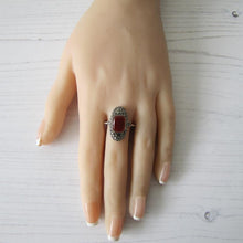 Charger l'image dans la galerie, Art Deco Carnelian Silver & Marcasite Ring - MercyMadge