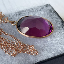 Charger l'image dans la galerie, Edwardian 9ct Rose Gold & Paste Amethyst Pendant