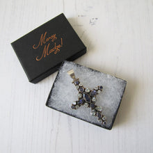Charger l'image dans la galerie, Victorian Amethyst & Blue Topaz Silver Cross Pendant