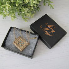 Charger l'image dans la galerie, Victorian Gilt & Turquoise Book Locket, Gilded Silver Cannetille Filigree - MercyMadge