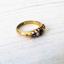 Charger l'image dans la galerie, Victorian 18ct Gold, Diamond & Sapphire Ring - MercyMadge