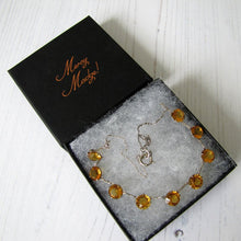 Charger l'image dans la galerie, Art Deco Citrine Necklace, Sterling Silver Czech Glass Crystal Necklace. - MercyMadge