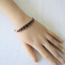 Charger l'image dans la galerie, Antique 9ct Rose Gold Garnet & Mine Cut Diamond Bracelet. - MercyMadge