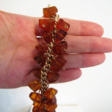 Cargar imagen en el visor de la galería, Victorian 9ct Rose Gold Amber Charm Bracelet With Heart Padlock Clasp - MercyMadge