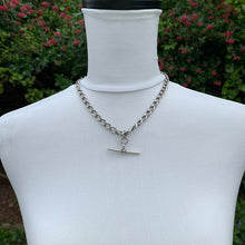 Charger l'image dans la galerie, Victorian Double Albert Silver Pocket Watch Chain With Sliding T Bar, 1864 - MercyMadge