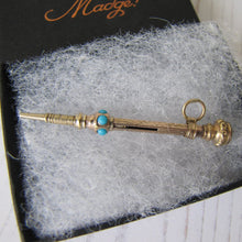 Charger l'image dans la galerie, Victorian 15ct Gold & Turquoise Pencil Pendant Fob - MercyMadge