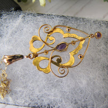 Charger l'image dans la galerie, Art Nouveau 9ct Gold and Amethyst Pendant Necklace