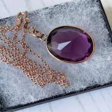 Charger l'image dans la galerie, Edwardian 9ct Rose Gold & Paste Amethyst Pendant