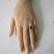 Charger l'image dans la galerie, Art Deco 9ct Gold Paste Diamond & Sapphire Ring - MercyMadge