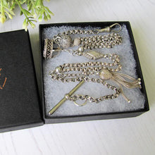 Charger l'image dans la galerie, Antique Silver Albertina with Charms, Fob, T-Bar & Dog Clip - MercyMadge