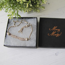 Charger l'image dans la galerie, Antique Silver Albertina Bracelet with Tassel Charm, T-Bar & Dog Clip - MercyMadge