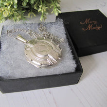 Load image into Gallery viewer, Vintage Sterling Silver Large Victorian Style Book Chain Locket - MercyMadge