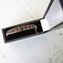 Charger l'image dans la galerie, Antique 9ct Rose Gold Garnet & Mine Cut Diamond Bracelet. - MercyMadge