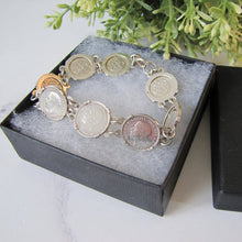 Load image into Gallery viewer, Vintage British 1930s 'Thrup'nny Bit' Silver Coin Bracelet