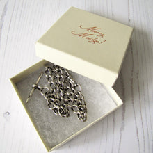 Charger l'image dans la galerie, Victorian Double Albert Silver Pocket Watch Chain With Sliding T Bar, 1864 - MercyMadge