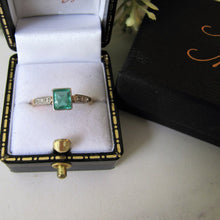Charger l'image dans la galerie, Art Deco Emerald & Diamond Engagement Ring
