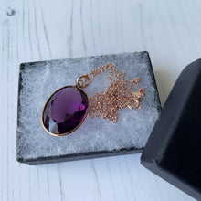 Charger l'image dans la galerie, Edwardian 9ct Rose Gold & Paste Amethyst Pendant
