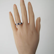 Charger l'image dans la galerie, Edwardian Revival 14ct Gold CZ Diamond & Sapphire Eternity Ring - MercyMadge