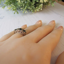 Cargar imagen en el visor de la galería, Vintage 9ct Gold Edwardian Revival Sapphire & Diamond Boat Ring