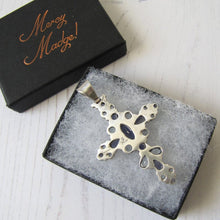 Charger l'image dans la galerie, Victorian Amethyst & Blue Topaz Silver Cross Pendant