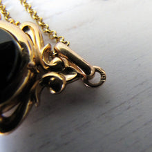 Cargar imagen en el visor de la galería, Vintage 1930s Rolled Gold & Onyx Hidden Locket Pendant - MercyMadge