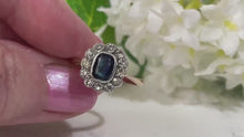 Carica e avvia il video nel visualizzatore di galleria, Antique Art Deco Paste Sapphire & Diamond Ring