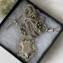 Carica l'immagine nel visualizzatore di Gallery, Edwardian Silver & Gold Double Albert Watch Chain & Fob, William Hair Hassler 1918