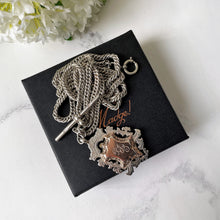 Carica l'immagine nel visualizzatore di Gallery, Edwardian Silver & Gold Double Albert Watch Chain & Fob, William Hair Hassler 1918