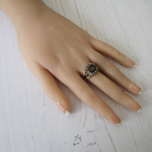Charger l'image dans la galerie, Victorian 18ct Gold, Enamel, Sapphire & Pearl Mourning Ring - MercyMadge