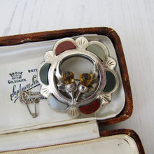 Cargar imagen en el visor de la galería, Vintage Scottish Silver Agate & Citrine Thistle Brooch - MercyMadge