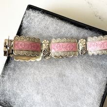 Carica l'immagine nel visualizzatore di Gallery, Art Deco Pink Guilloche Enamel Sterling Silver Bracelet