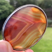 Charger l'image dans la galerie, Antique Victorian Scottish Banded Agate Silver Pendant Necklace - MercyMadge