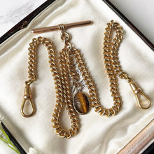 Carica l'immagine nel visualizzatore di Gallery, Antique Victorian 18ct Rolled Gold Double Albert Chain & Fob
