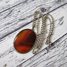 Charger l'image dans la galerie, Antique Victorian Scottish Banded Agate Silver Pendant Necklace - MercyMadge