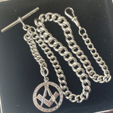 Carica l'immagine nel visualizzatore di Gallery, Victorian Sterling Silver Albert Watch Chain & 1876 Masonic Fob