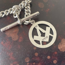 Carica l'immagine nel visualizzatore di Gallery, Victorian Sterling Silver Albert Watch Chain & 1876 Masonic Fob