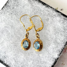 Charger l'image dans la galerie, Vintage Victorian Revival 9ct Gold Aquamarine Earrings