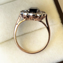 Cargar imagen en el visor de la galería, Georgian 18ct Gold Baguette Sapphire Cluster Ring