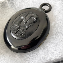 Cargar imagen en el visor de la galería, Large Victorian Carved Whitby Jet Portrait Locket