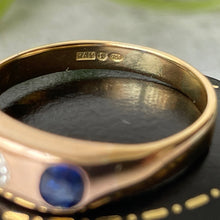 Carica l'immagine nel visualizzatore di Gallery, Antique 18ct Gold Mine Cut Diamond & Sapphire Gypsy Ring
