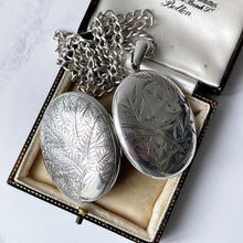 Load image into Gallery viewer, Antique Victorian Aesthetic Engraved Silver Locket Necklace