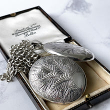Load image into Gallery viewer, Antique Victorian Aesthetic Engraved Silver Locket Necklace